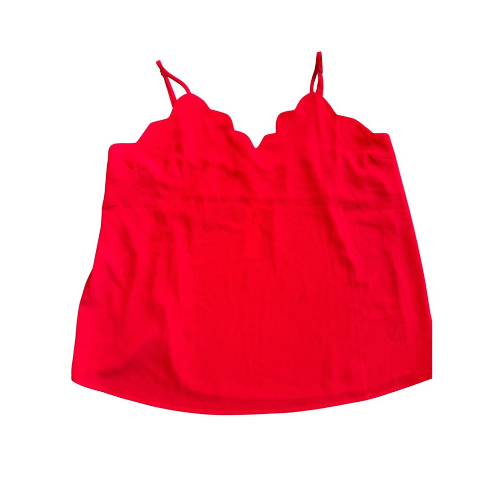Monteau Los Angeles Red Scalloped V-Neck Camisole Top XL‎ NWT 27974